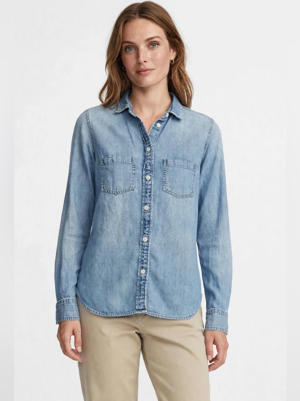 J.Crew Chambray Denim Button Down Shirt Light Wash Women’s 2 - Picture 8 of 8